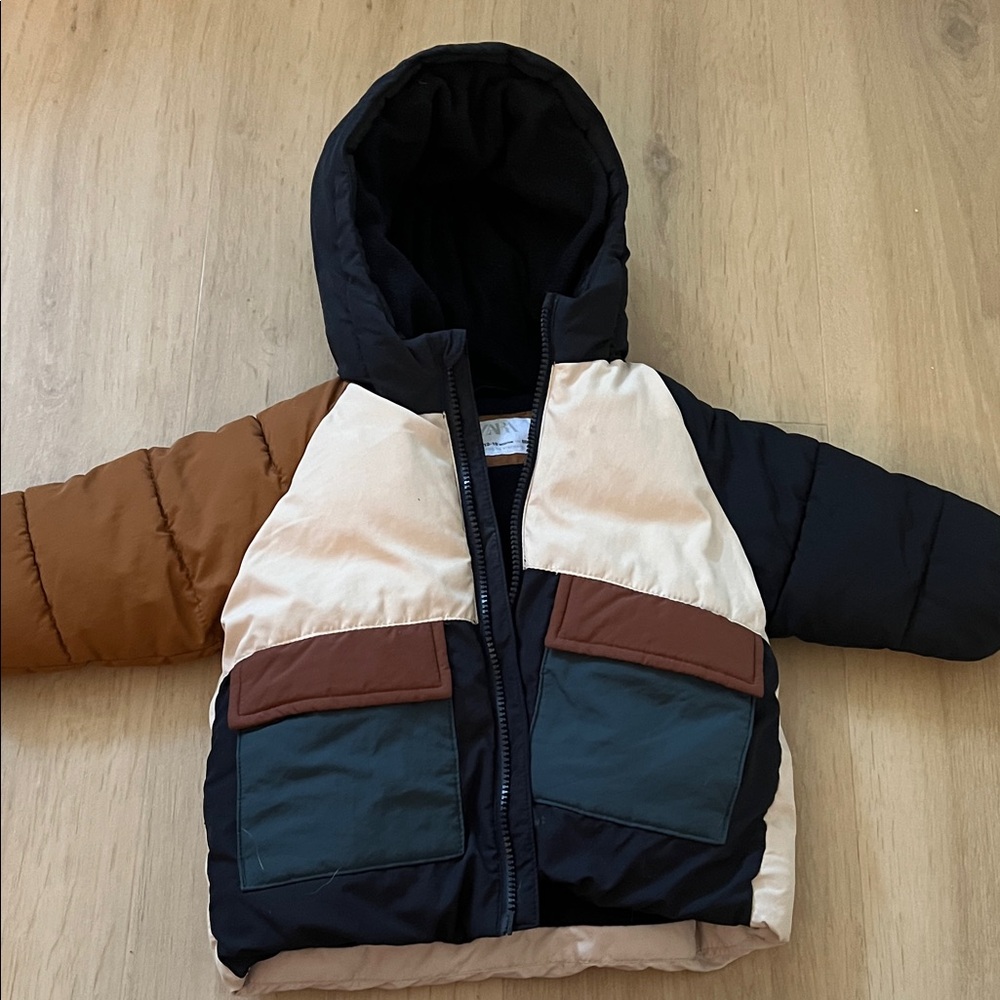 Zara Black and Brown Toddler Coat